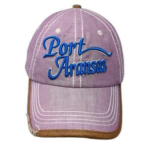 Port Aransas Slideback Baseball Cap Purple One Size Adjustable Embroidered